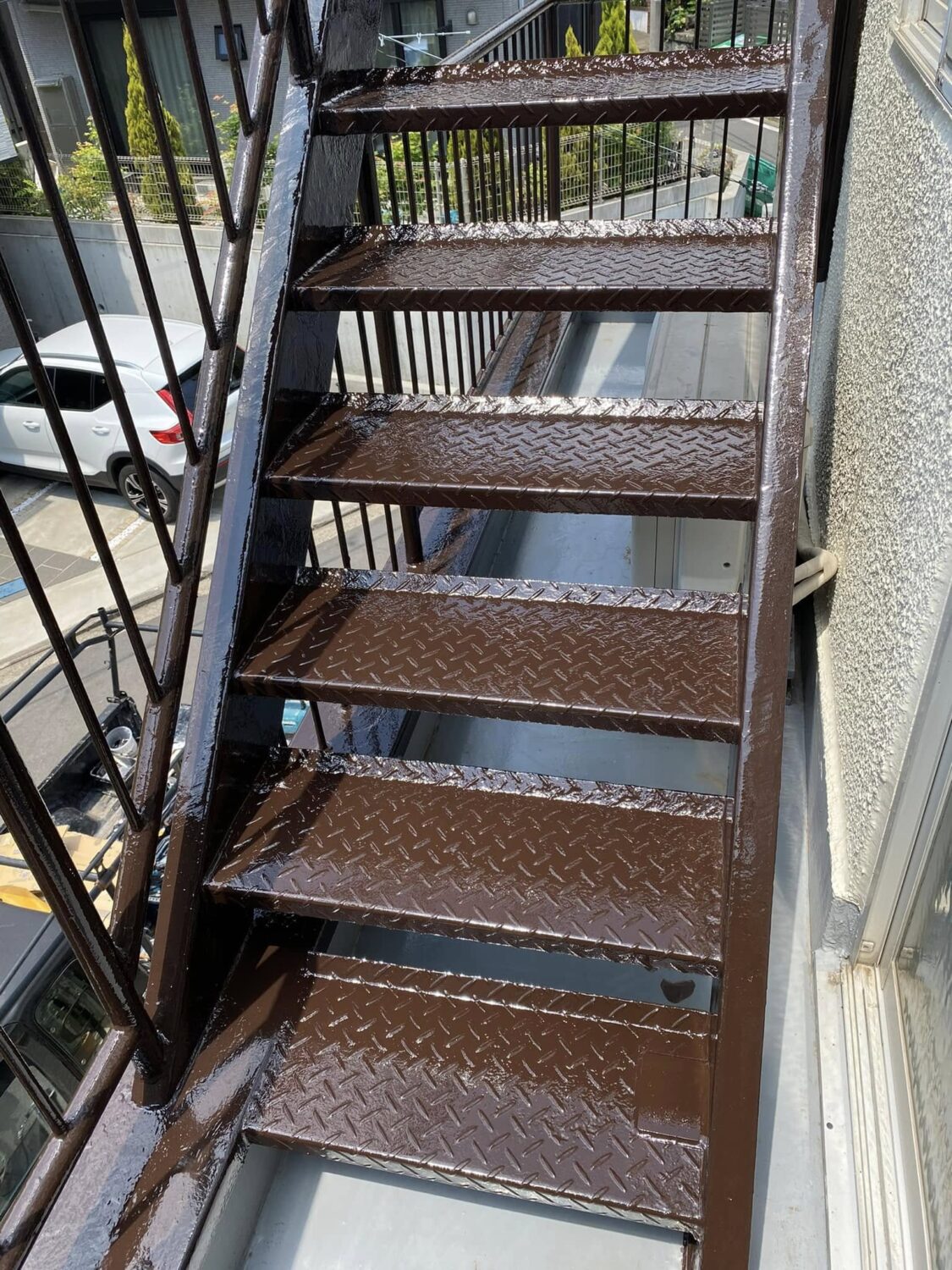 横浜市港北区 鉄骨階段の塗装完了後